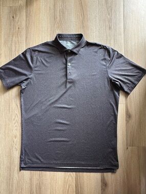 johnnie-O Performance Golf Polo Men’s Large Gray Geometric Print Stretch Shirt